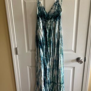 Size Small Love Stitch Mermaid Inspired Tie Dye and Gold Flake Maxi Dress